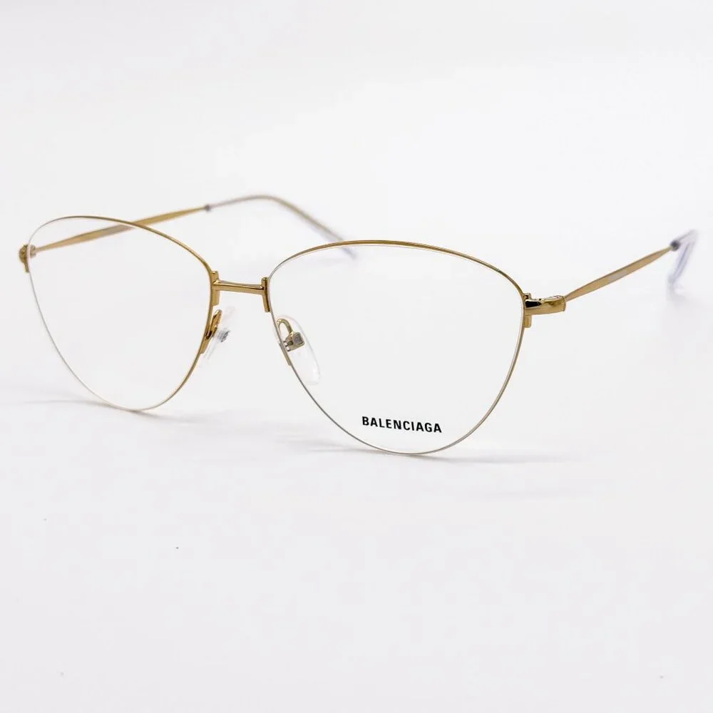 NEW BALENCIAGA EYEGLASSES BB0034O 003 CAT EYE GOLD WOMEN EYEWEAR BALENCIAGA